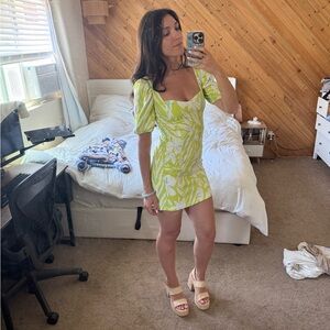French Connection Lime Green and White Mini Dress